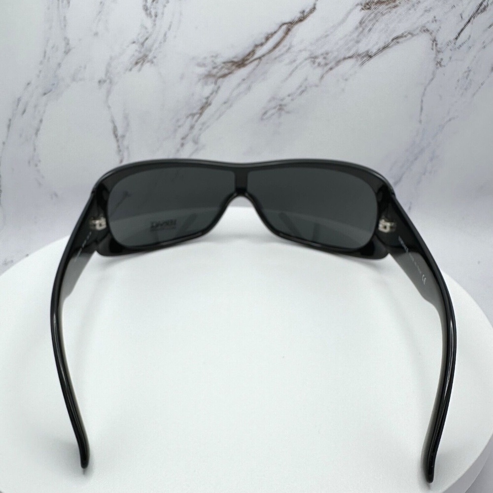 ❌SOLD ❌VERSACE Sunglasses New Black Crystals Logo Authentic Shield Wrap Visor - Picture 10 of 13